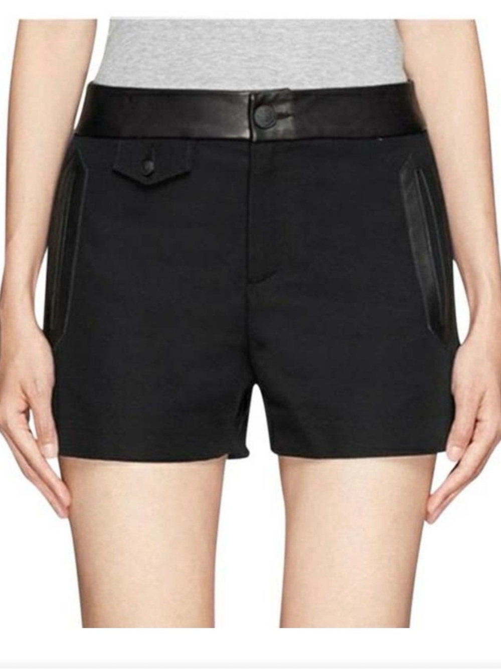 Rag and Bone Tatiana leather trimmed shorts.